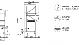 Pass-through dishwasher PL110E