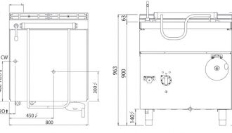 Frying pan electric 80L 9.6 kW