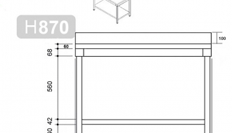 Stainless steel work table 700mm with border