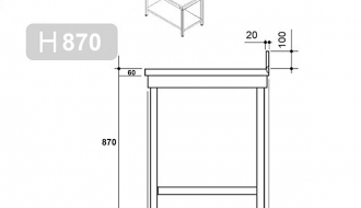 Stainless steel work table 800mm with border