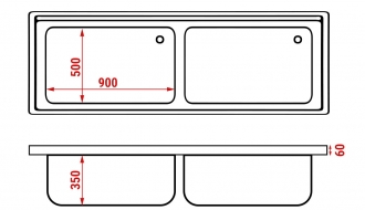 Pot sink double 2000mm