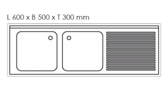 Sink double left 2000mm