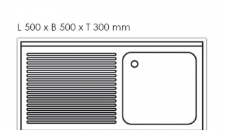 RST sink, single right 1200mm