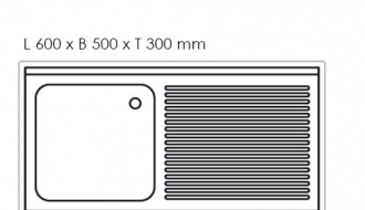 RST sink, single left 1400mm