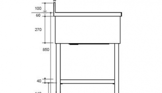 RST sink, single right 1600mm