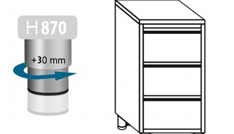 RST work surface 3x with shelves + 500mm