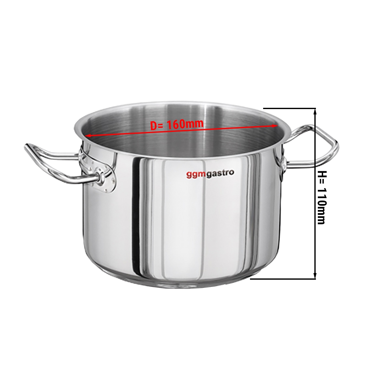 Fleischtopf - Ø 160 mm - Höhe: 110 mm | Edelstahltopf | Kochtopf | Küchentopf | Bratentopf | Induktion