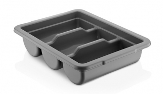 Ящик для хранения столовых приборов с 3 ячейками - Серый