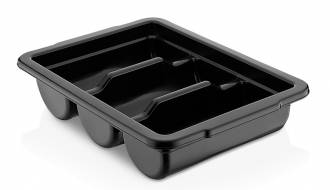 Cutlery tray with 3 compartments incl. lid – black