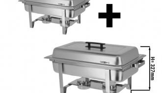(2 Stück) Chafing Dish mit Deckel & Edelstahl-Beinen