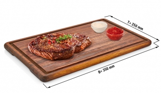 (4 Stück) Steakplatte aus Irokoholz - 35 x 25 cm