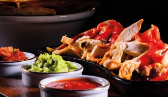 (6 Stück) Fajita Servierset - 6-teilig - große Gusseisenpfanne mit Stiel