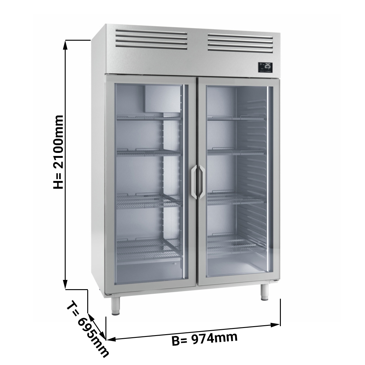 Refrigerator (GN 1/1) - with 2 glass doors