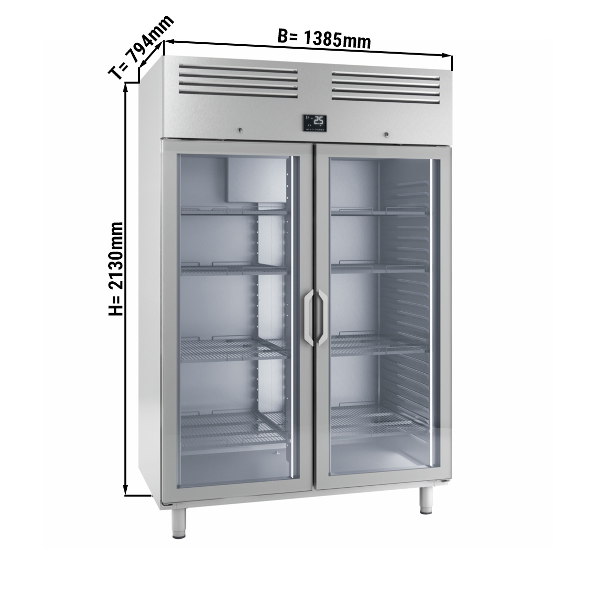 Refrigerator (GN 2/1) - with 2 glass doors