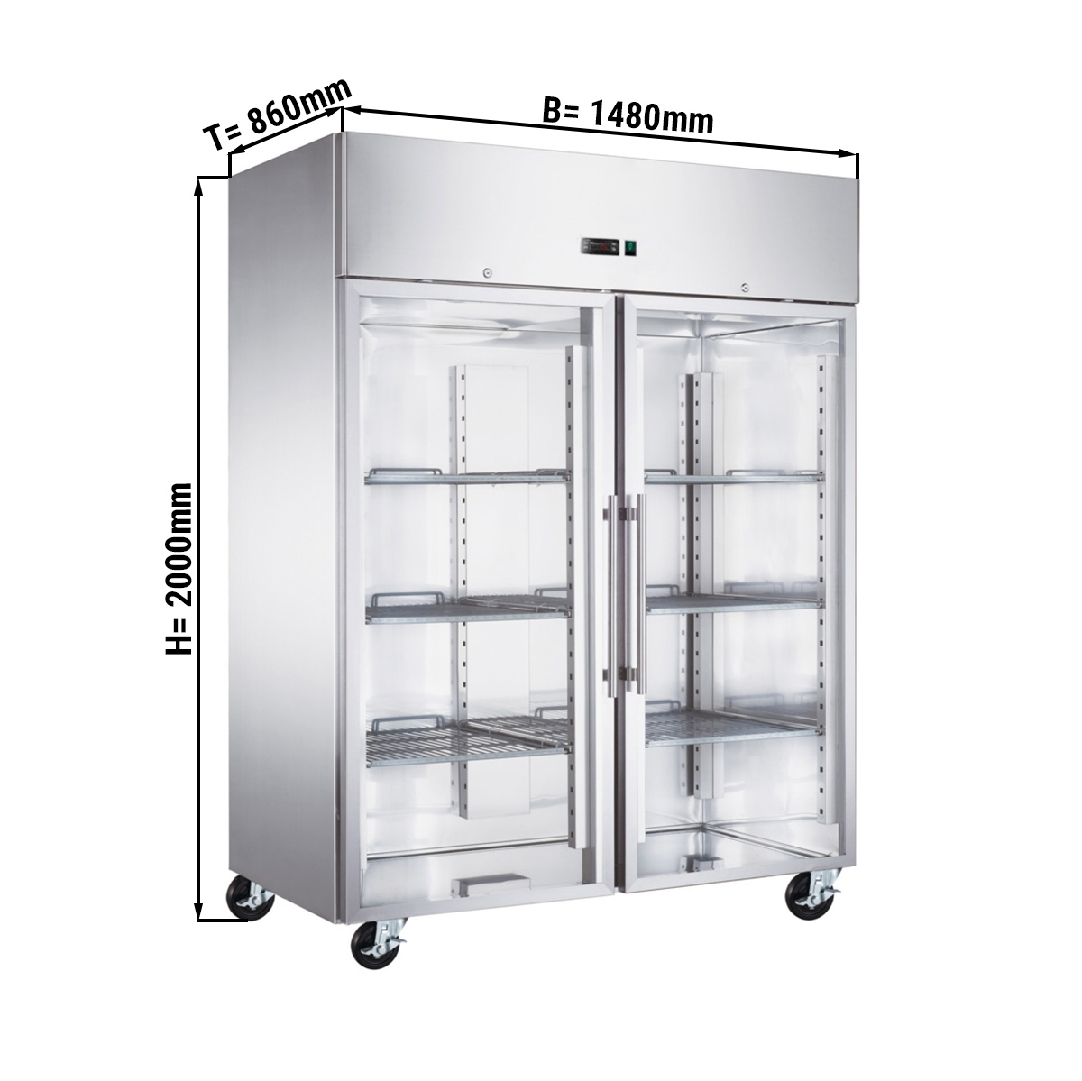 Kühlschrank ECO - 1,48 m x 0,86 m - mit 2 Glastüren
