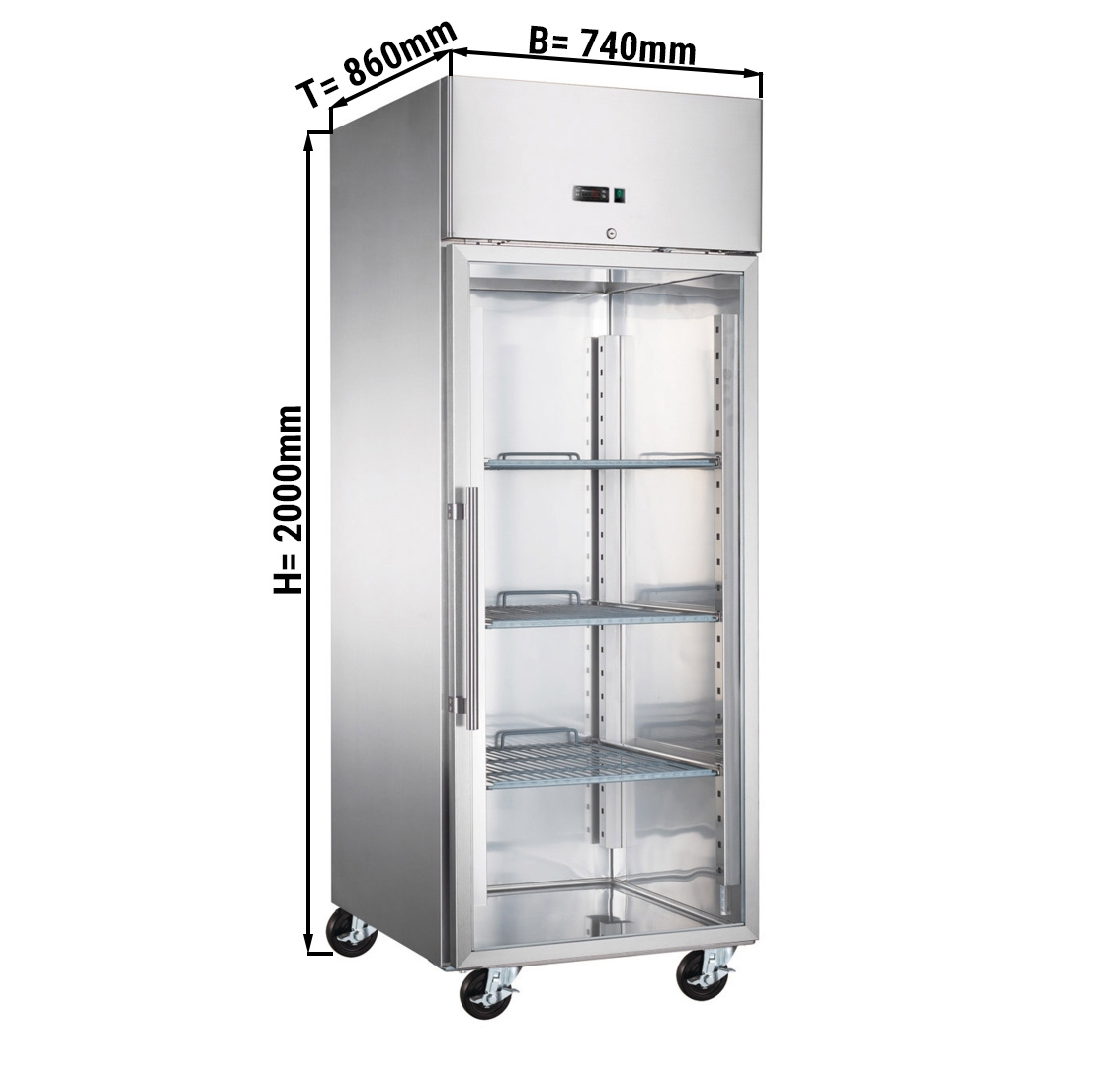 Kühlschrank ECO - 0,74 x 0,83 m - mit 1 Glastür