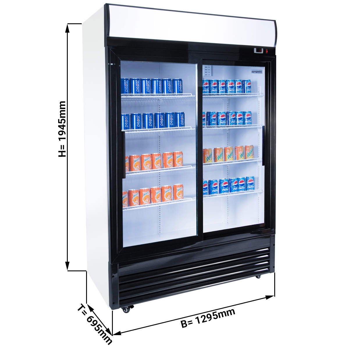 Beverage refrigerators/ cooler  1,29 x 0,76 m - with 2 glasssliding doors
