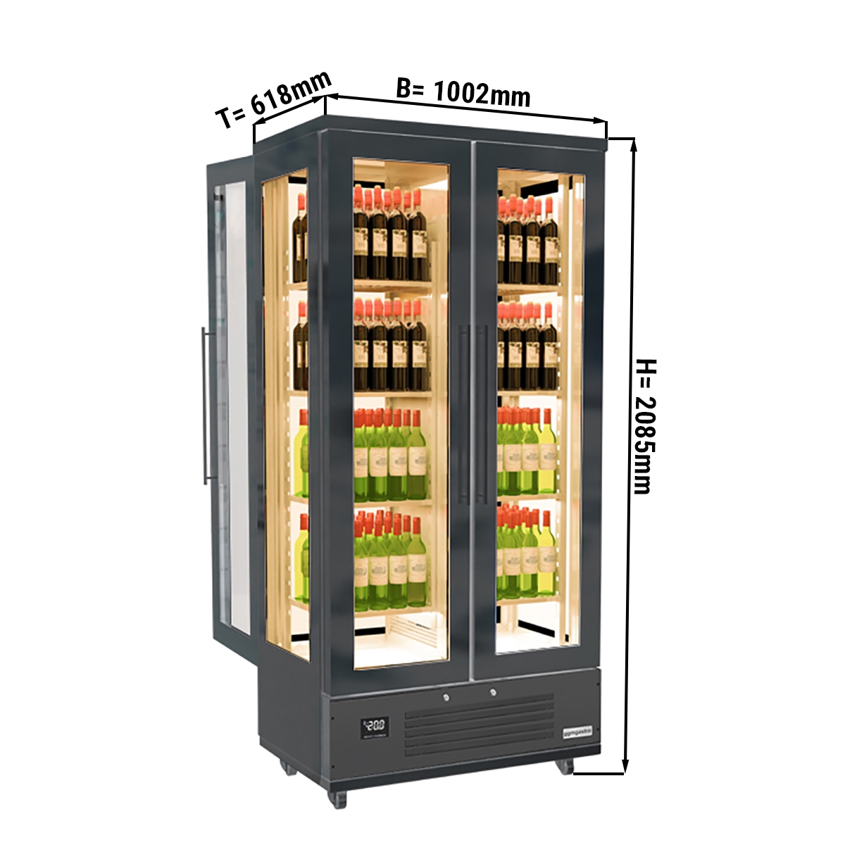 Wein-/ & Lagerkühlschrank - 1,0 x 0,61 - mit 4 Glastüren