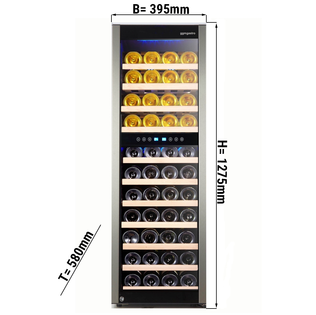 Weinkühlschrank - 160 Liter - mit 2 Klimazonen