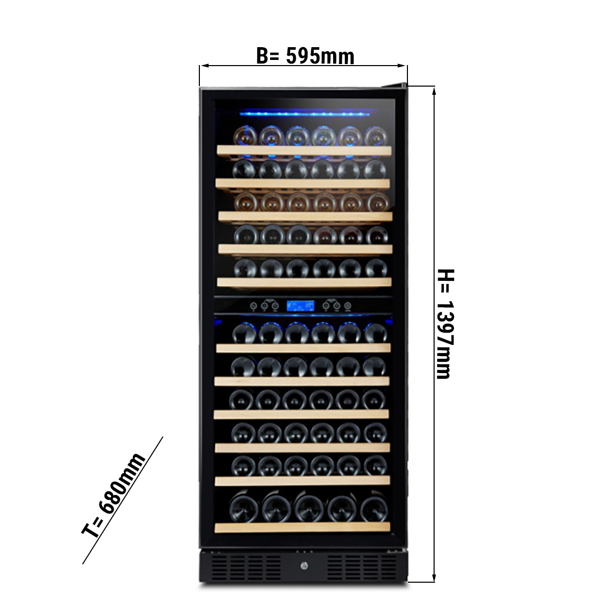 Weinkühlschrank - 350 Liter - mit 2 Klimazonen