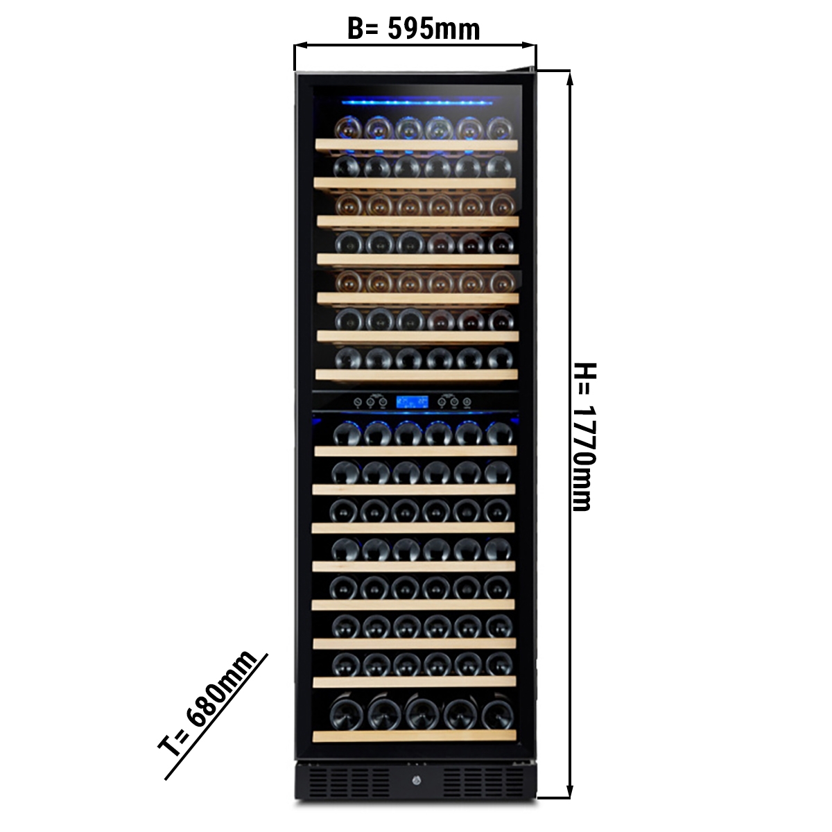 Wine fridge - 421 liters - with 2 climate zones