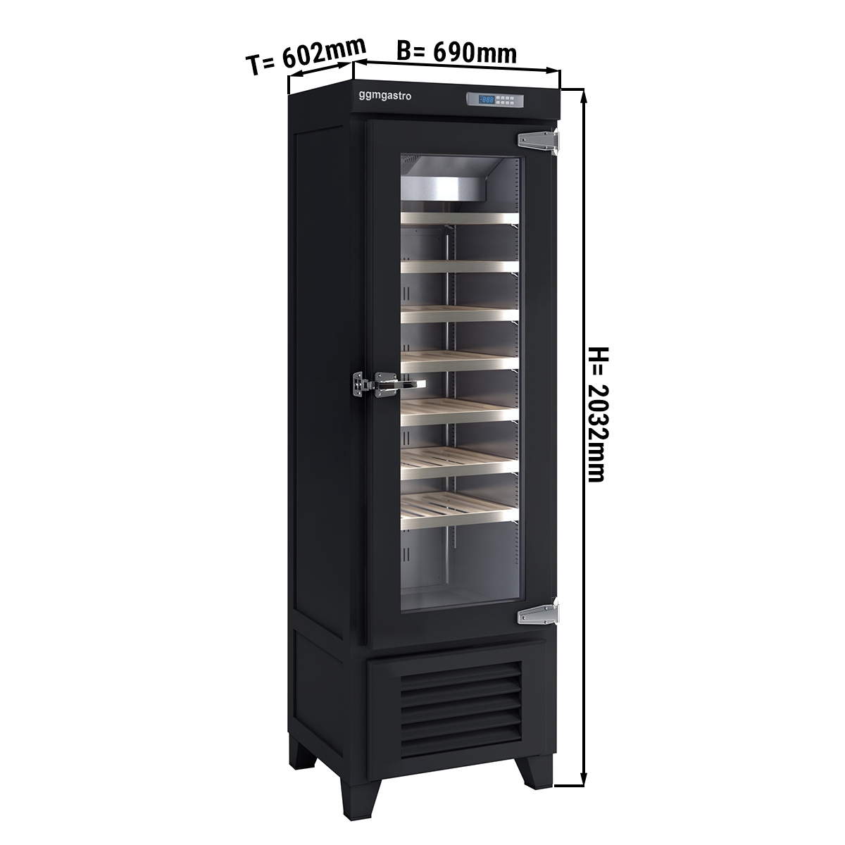 Wine Fridge 265 liters - black - with 1 glass door
