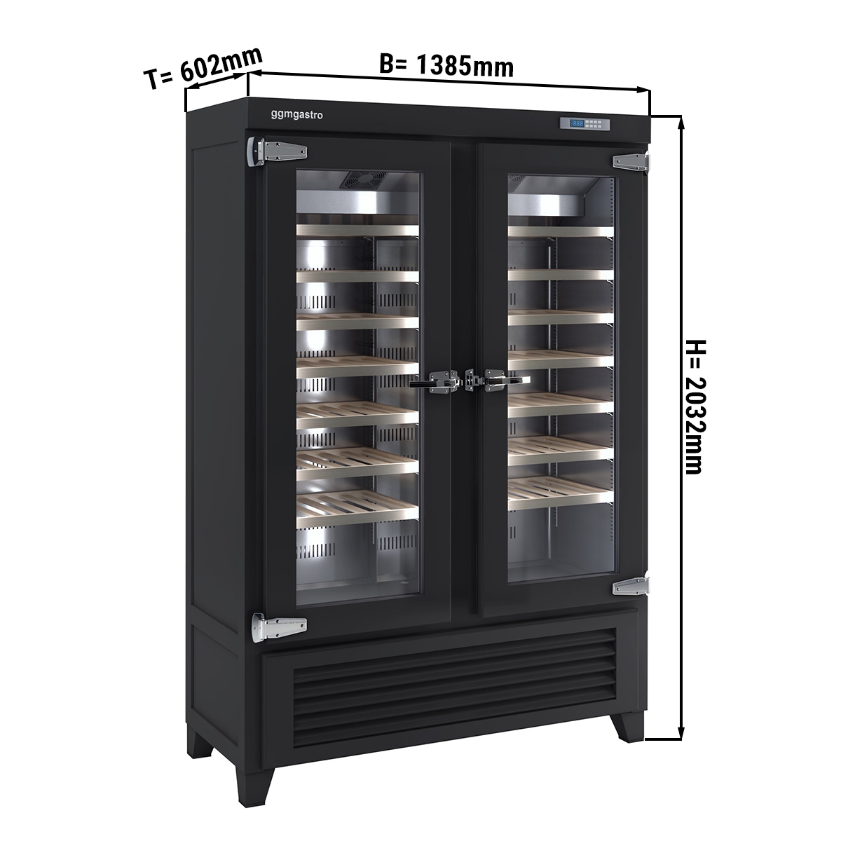 Wine Fridge 640 liters - black - with 2 glass doors
