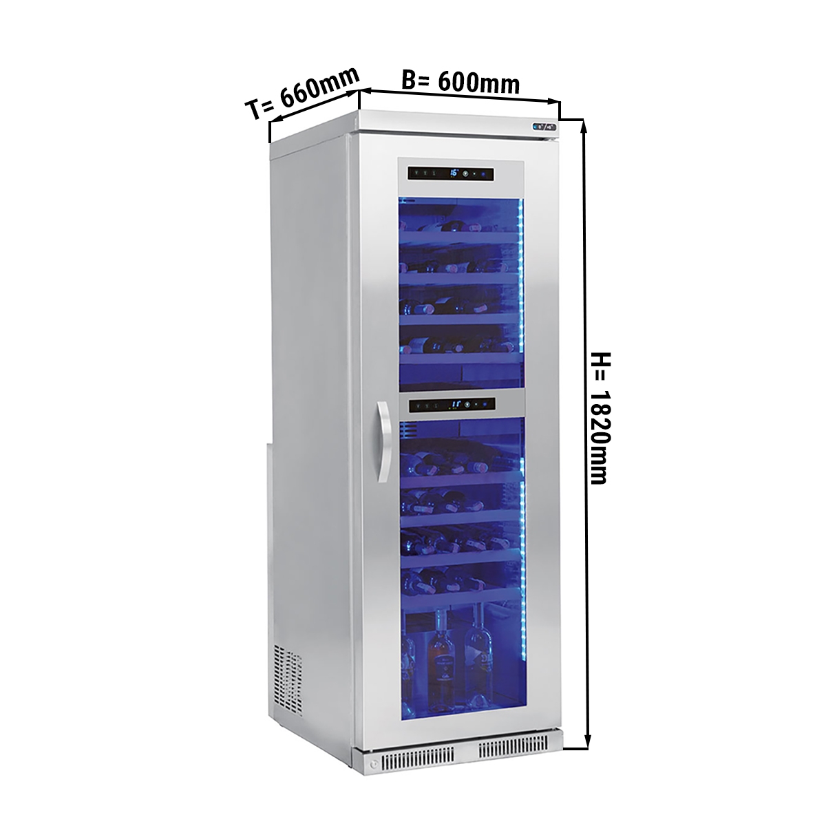 Wine refrigerator - 0,6 x 0,66 m - 100 litres - with 1 glass door