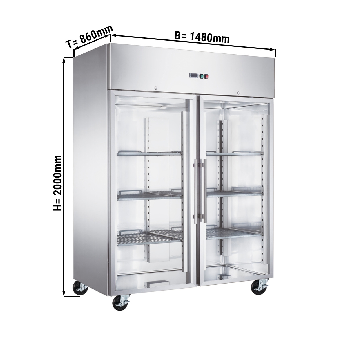 Tiefkühlschrank ECO - 1,48 x 0,86 m - mit 2 Glastüren