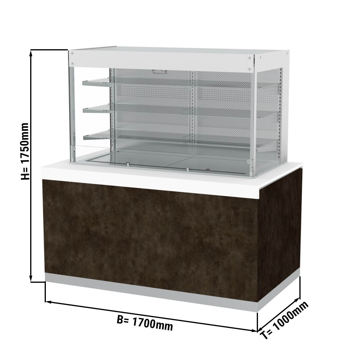 Kühlvitrine - 1,7 x 1,0 m - 826 Liter - mit 4 Ablagen