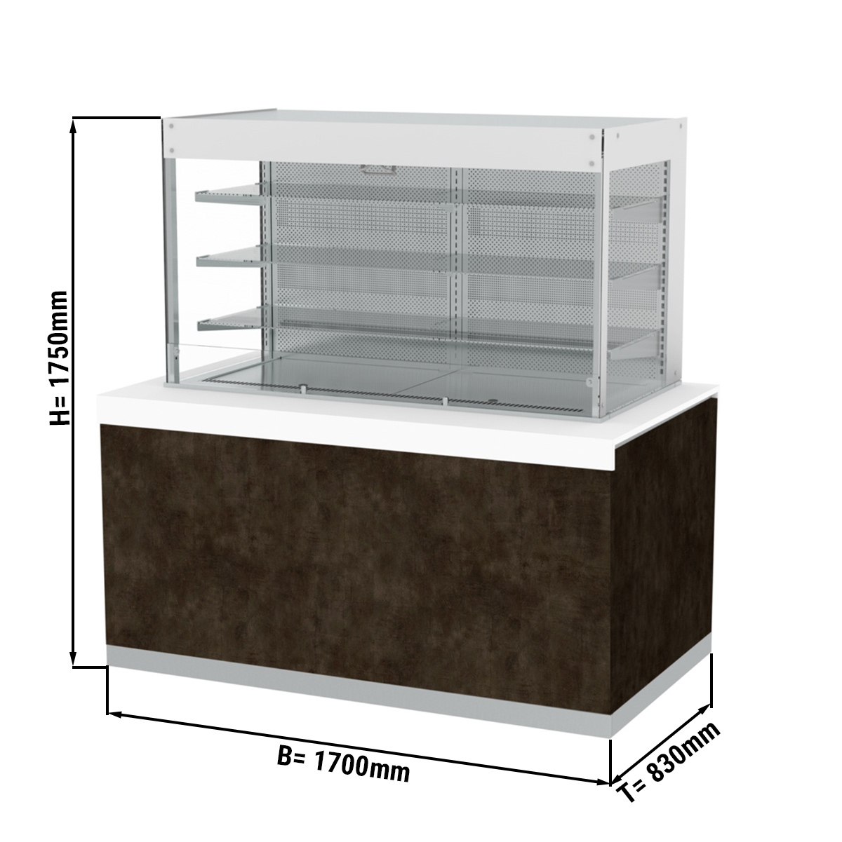 Kühlvitrine - 1,7 x 0,83 m - 826 Liter - mit 4 Ablagen