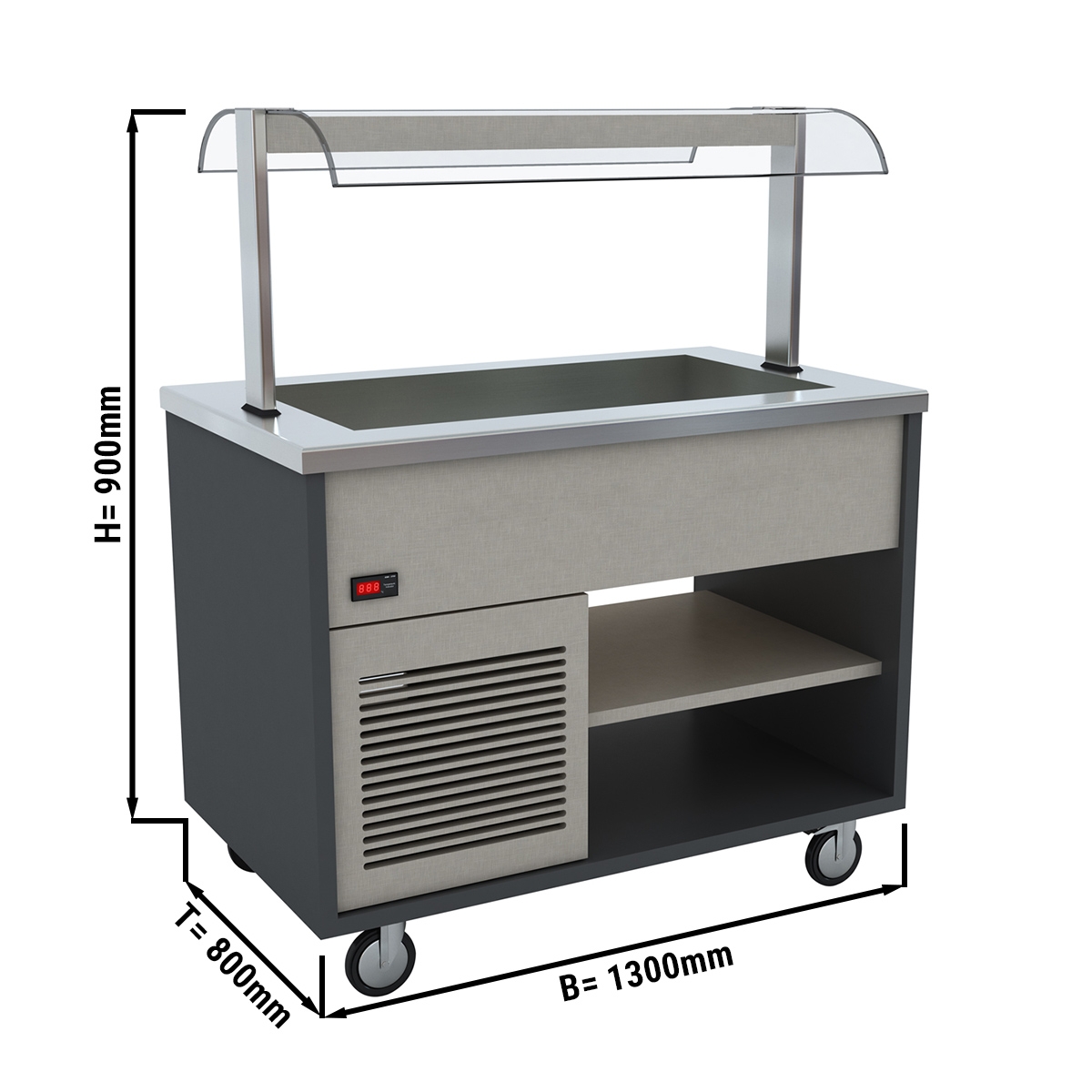 Cold buffet counter - 1.3 x 0.8 m - 3x GN 1/1 | Cooling tub | Island buffet | Serving counter | Sales counter | Salad bar | Salad cabinet | Refrigerated counter
