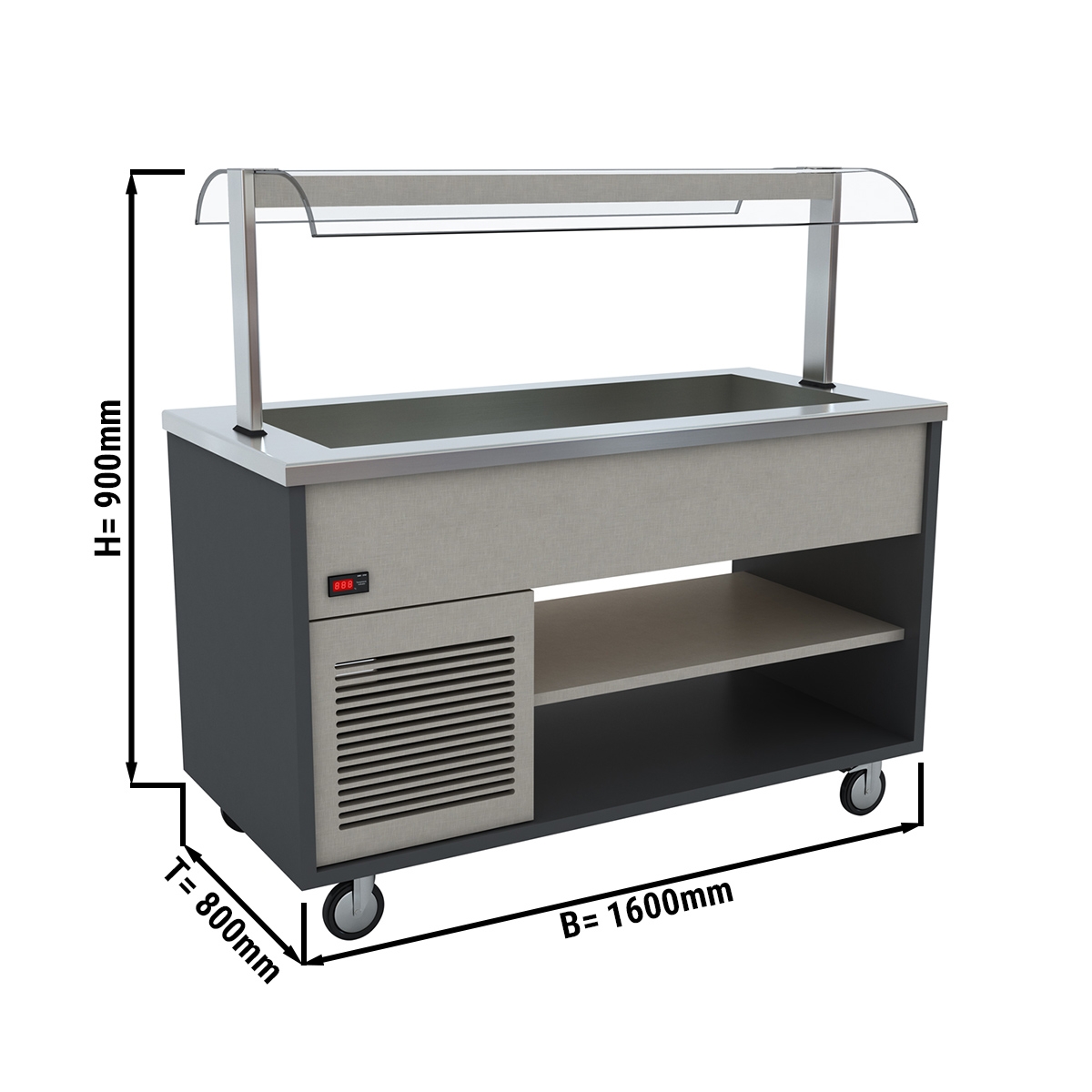 Cold buffet counter - 1.6 x 0.8 m - 4x GN 1/1 | Cooling tub | Island buffet | Serving counter | Sales counter | Salad bar | Salad cabinet | Refrigerated counter