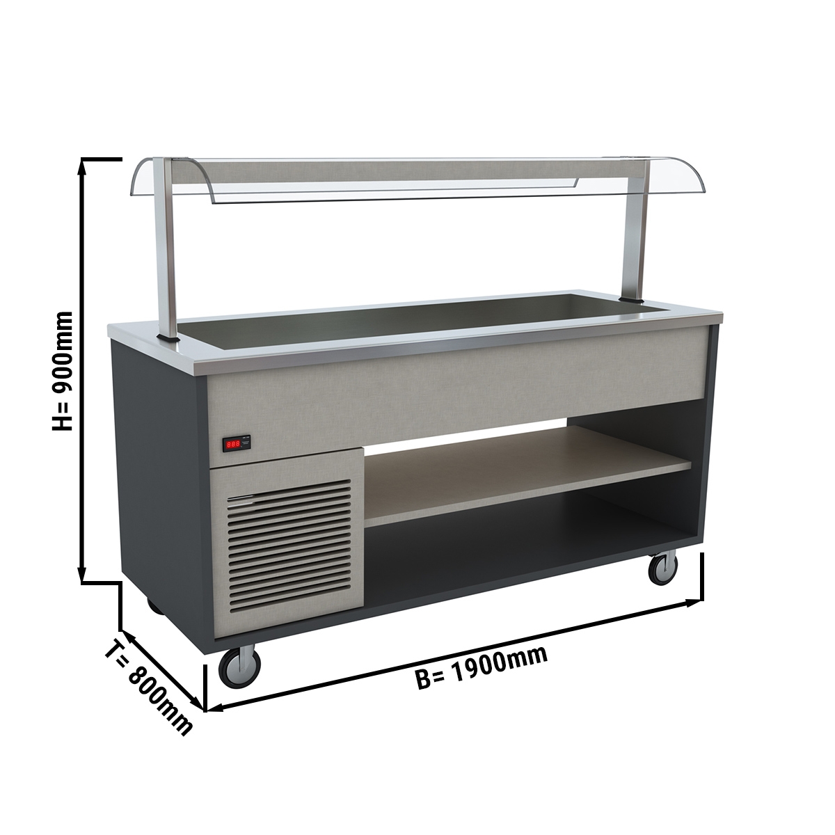 Cold buffet counter - 1.9 x 0.8 m - 5x GN 1/1 | Cooling tub | Island buffet | Serving counter | Sales counter | Salad bar | Salad cabinet | Refrigerated counter