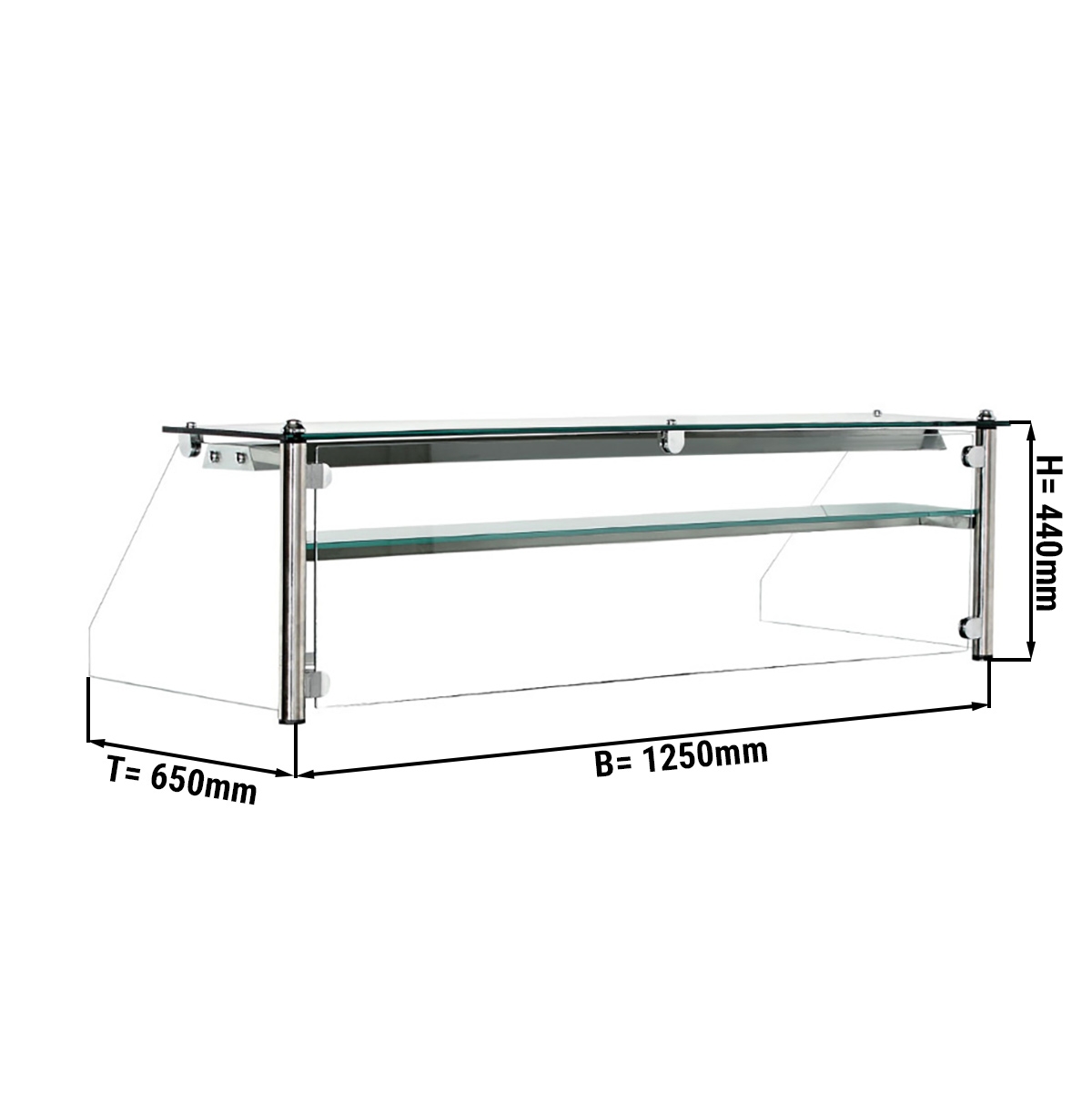Glass showcase with 1 shelf - 1.5 m