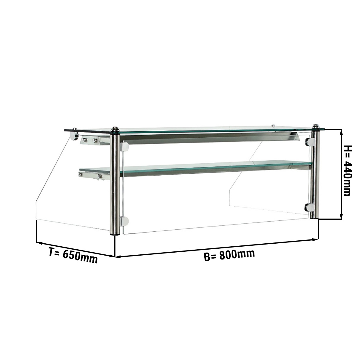 Glass showcase with 1 shelf - 0.8 m