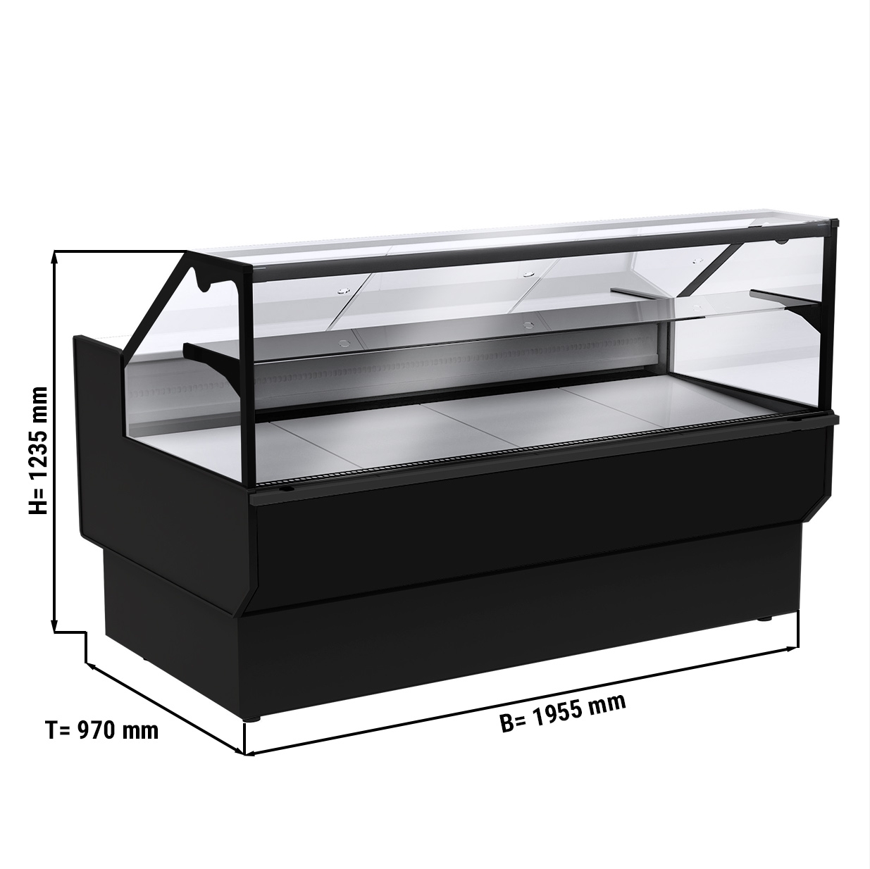 Kühl-/ Fleischtheke - 1,95 m - Schwarz - 180 Liter