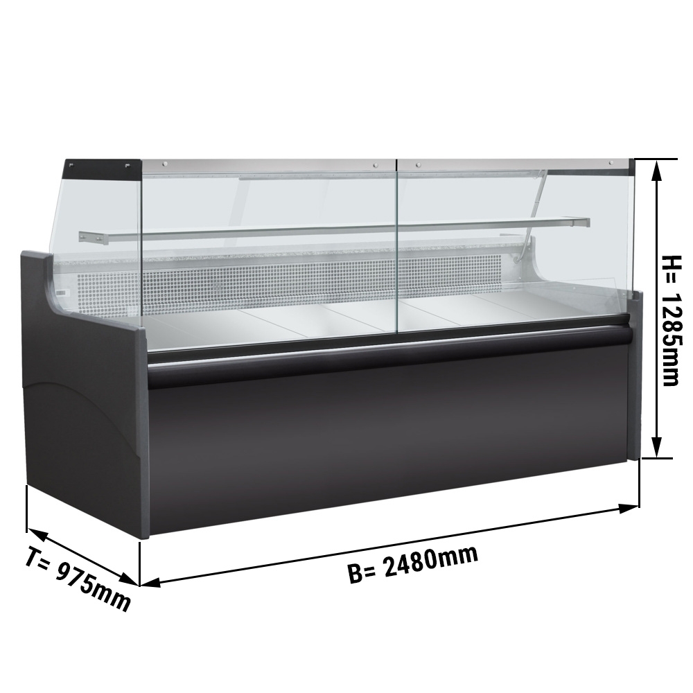 Refrigerated display cabinets for meat - 2,48 m - 774 litres - black