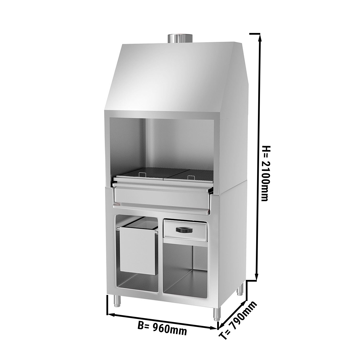 Stainless steel charcoal grill 1.0 m