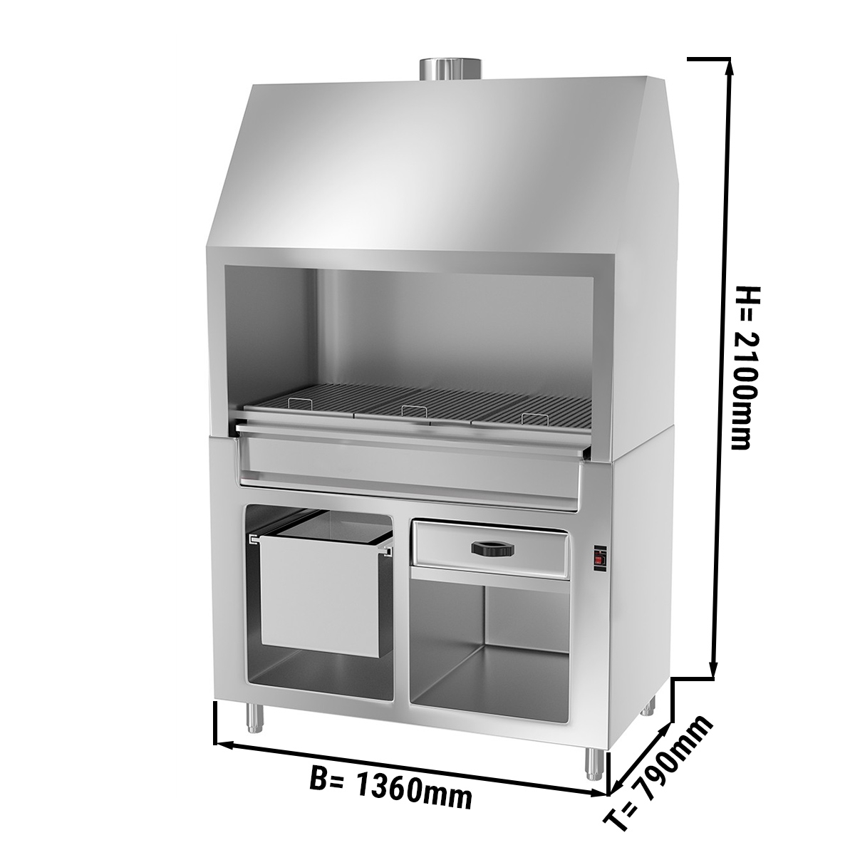 Stainless steel charcoal grill 1.4 m