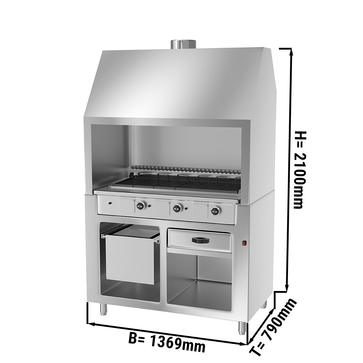 Gas grill 1.4 m - Stainless steel