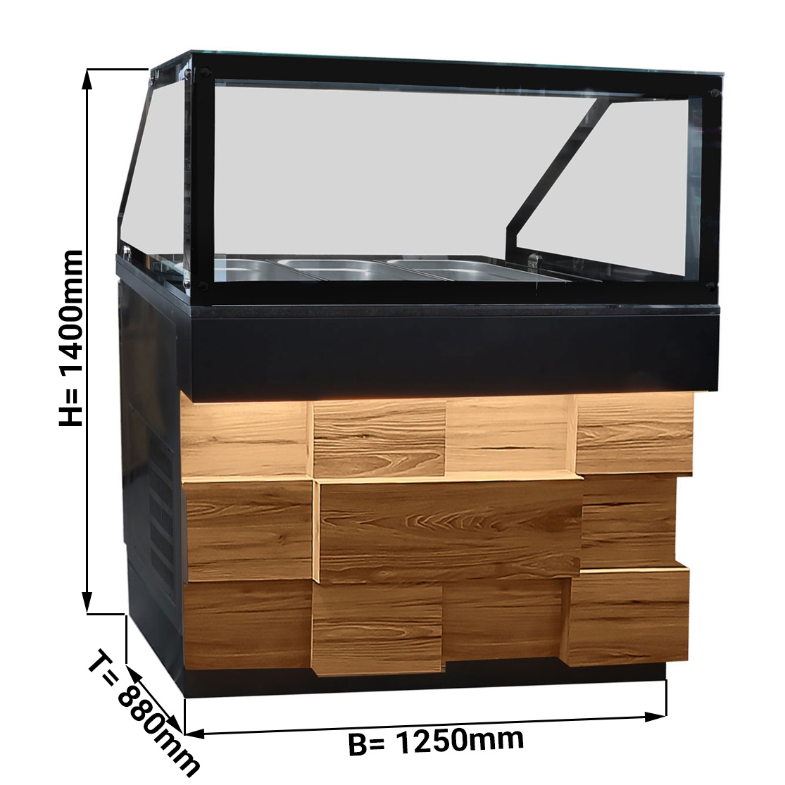 Warmhaltevitrine 1,25 m - für 3x GN 1/1
