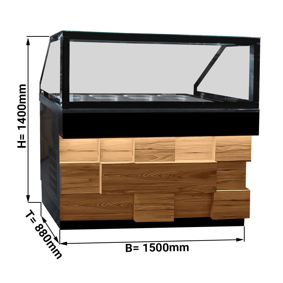 Warmhaltevitrine 1,5 m - für 4x GN 1/1