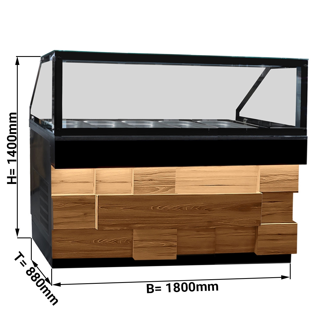 Warmhaltevitrine 1,8 m - für 5x GN 1/1