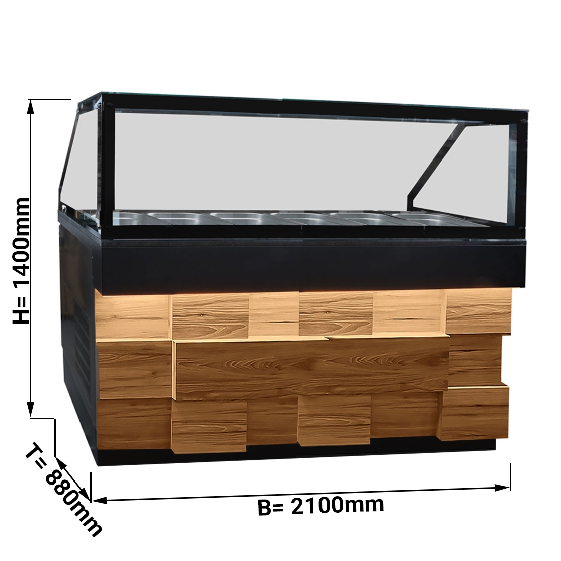 Warmhaltevitrine 2,1 m - für 6x GN 1/1