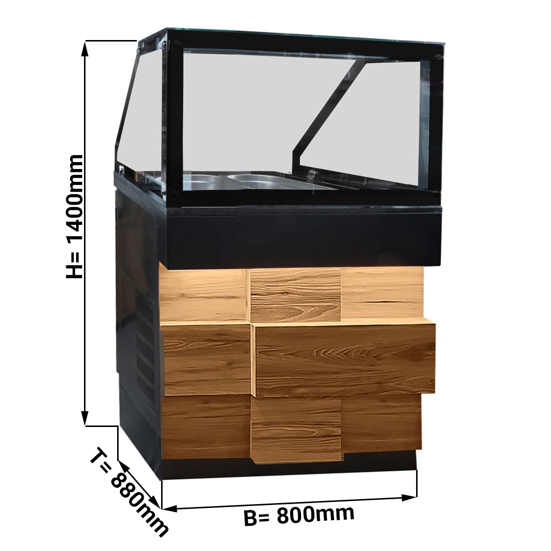 Warmhaltevitrine 0,8 m - für 2x GN 1/1
