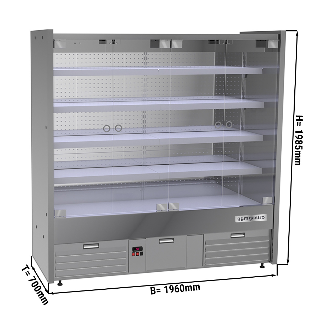 Wall cooling shelf - 2.0 x 0.7 m - with 4 shelves