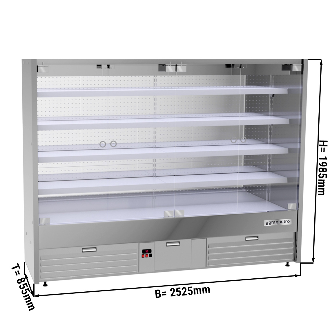 Wall cooling shelf - 2.5 x 0.85 m - with 4 shelves