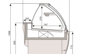 Refrigerated Cake display, 90° Corner (external)