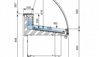 Fish counter 1,95 x 0,9 m